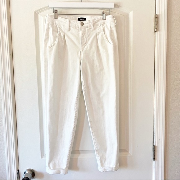 NYDJ Pleated Cuffed Ankle Carrot Leg White Jeans Size 4 - Picture 3 of 12